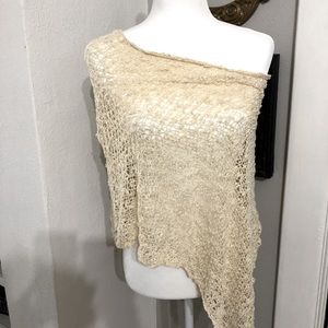 Crochet shawl handmade cream   Swim cover up or over a tank